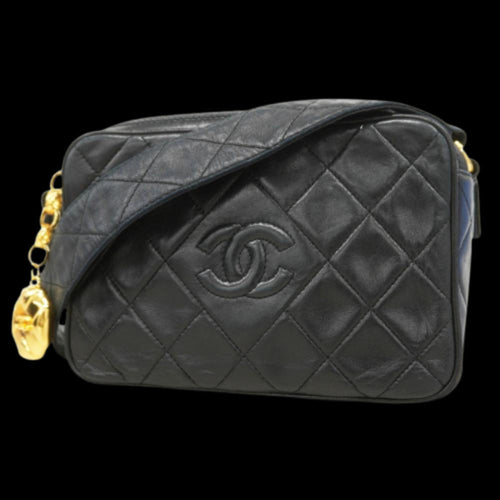 Black Leather Chanel Shoulder Bag