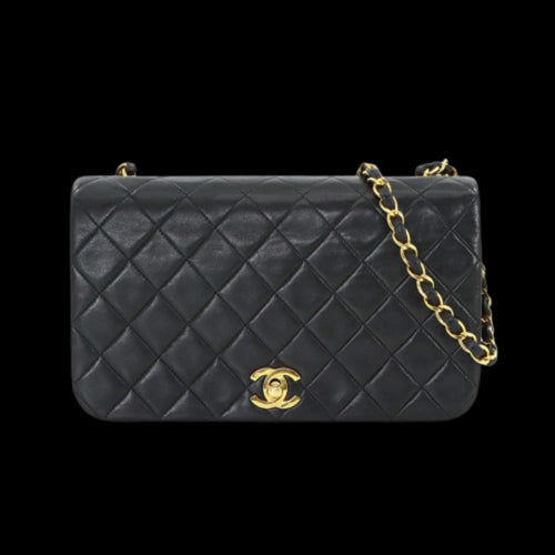 Black Leather Chanel Shoulder Bag