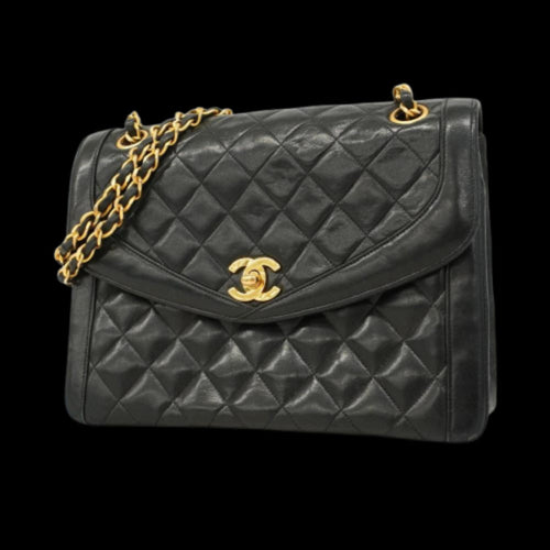 Black Leather Chanel Shoulder Bag