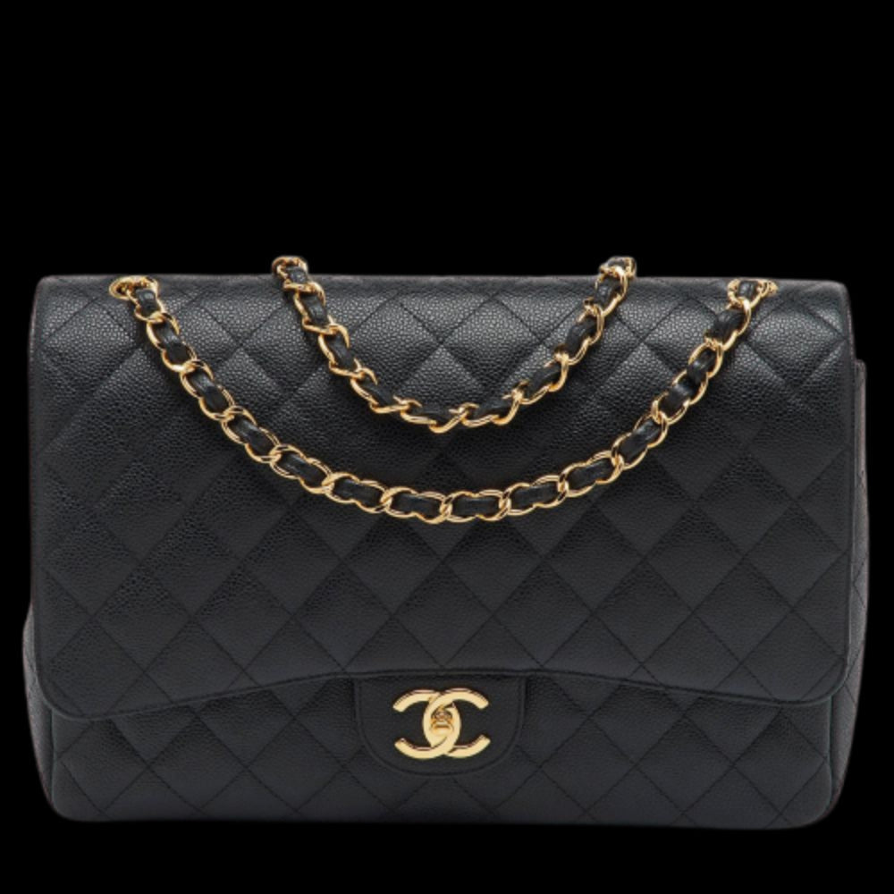 Black Leather Chanel Flap Bag