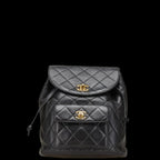 Black Leather Chanel Backpack