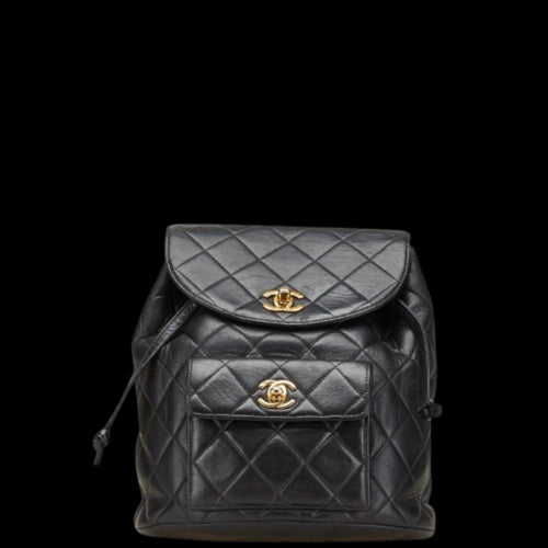 Black Leather Chanel Backpack
