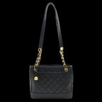 Black Leather Chanel Shoulder Bag
