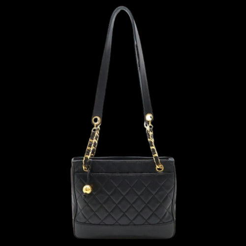 Black Leather Chanel Shoulder Bag