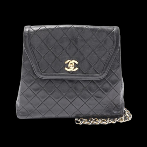Black Leather Chanel Shoulder Bag