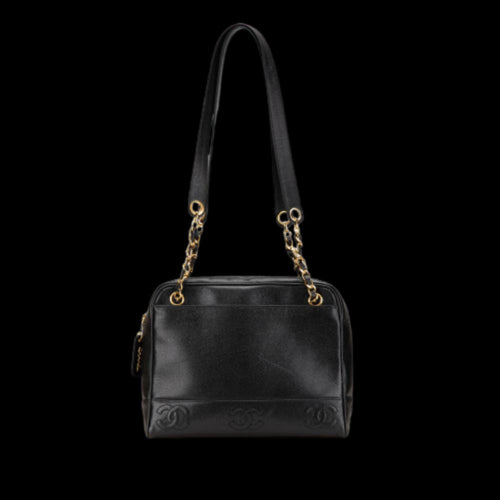 Black Leather Chanel Shoulder Bag