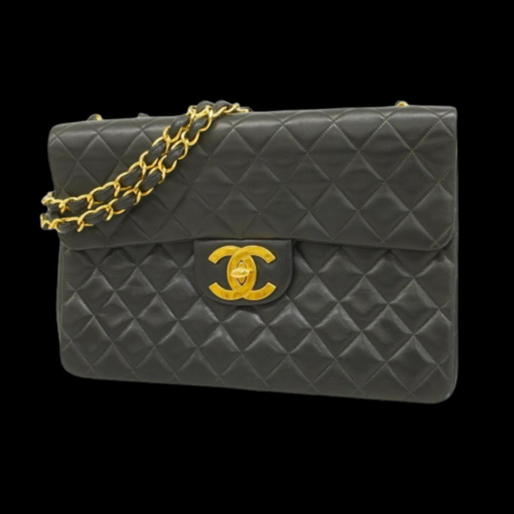 Black Leather Chanel Shoulder Bag