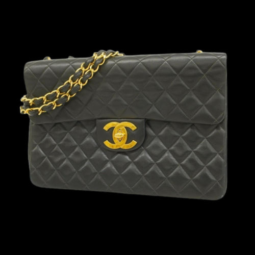 Black Leather Chanel Shoulder Bag