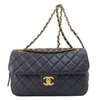 Black Leather Chanel Shoulder Bag