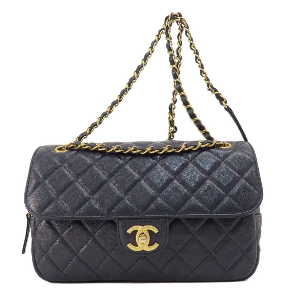 Black Leather Chanel Shoulder Bag