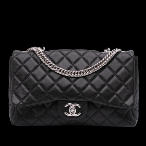 Black Leather Chanel Flap Bag