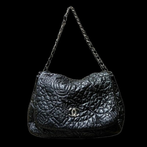 Black Leather Chanel Shoulder Bag