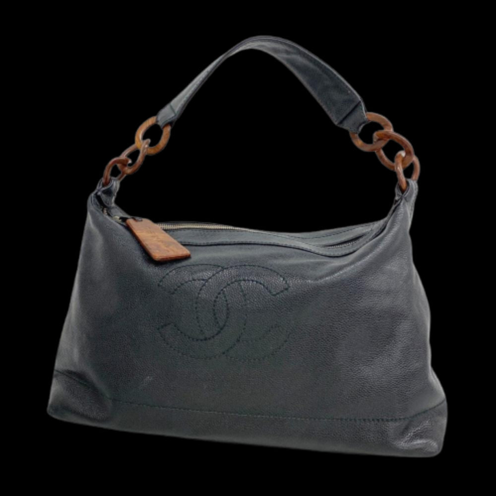 Black Leather Chanel Shoulder Bag