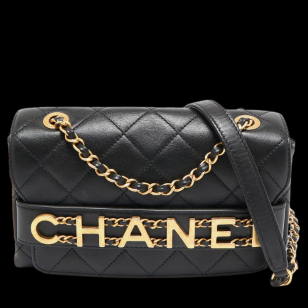 Black Leather Chanel Flap Bag