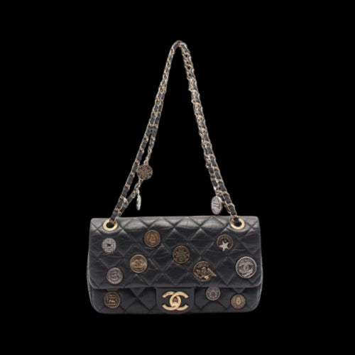 Black Leather Chanel Shoulder Bag