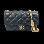 Black Leather Chanel Shoulder Bag