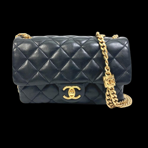 Black Leather Chanel Shoulder Bag