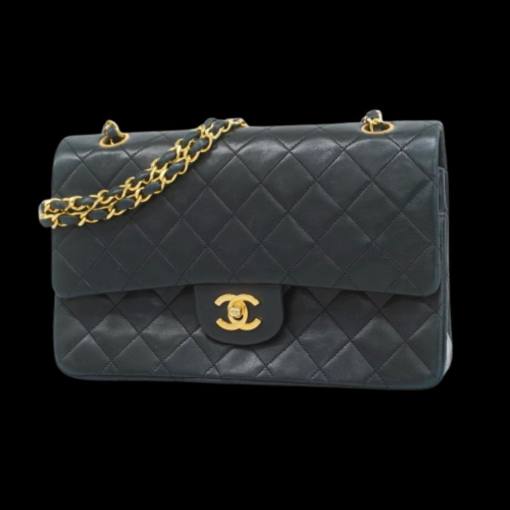 Black Leather Chanel Flap Bag