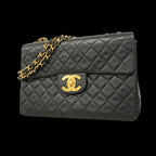 Black Leather Chanel Shoulder Bag