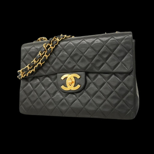 Black Leather Chanel Shoulder Bag