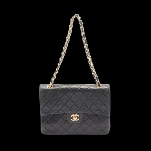 Black Leather Chanel Flap Bag