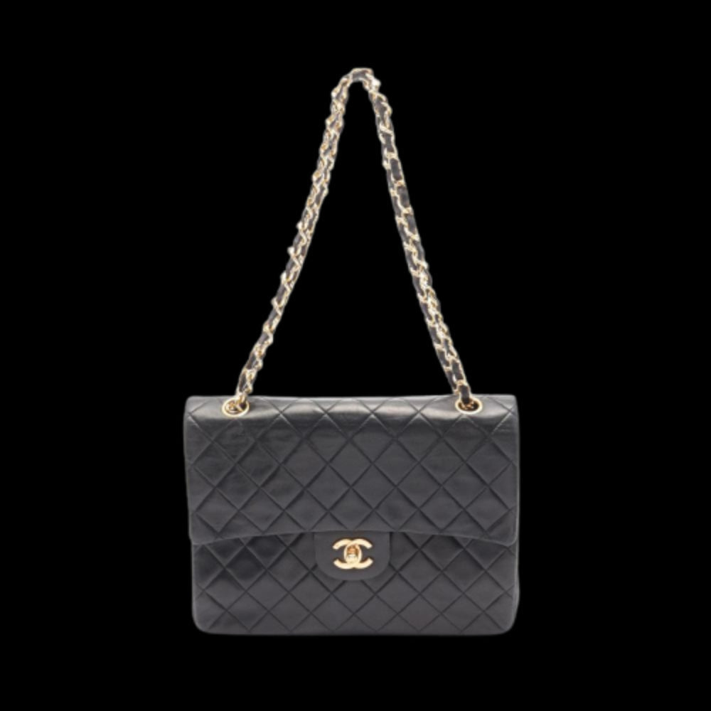 Black Leather Chanel Flap Bag