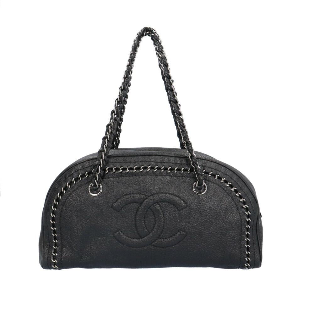 Black Leather Chanel Shoulder Bag