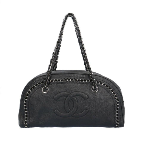 Black Leather Chanel Shoulder Bag