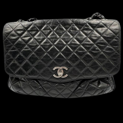 Black Leather Chanel Shoulder Bag