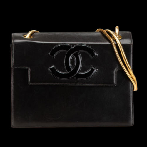 Black Leather Chanel Flap Bag