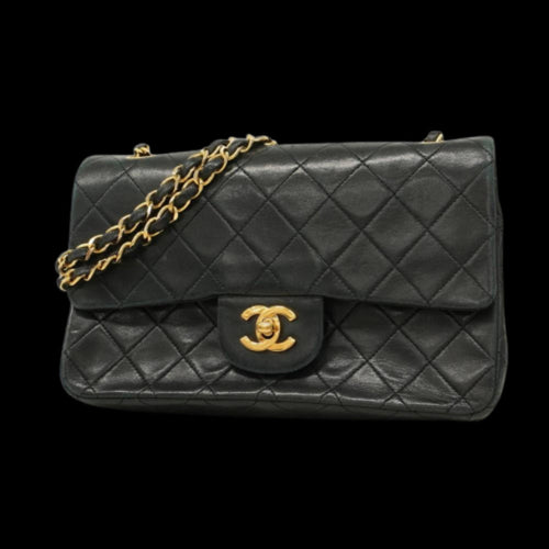 Black Leather Chanel Flap Bag