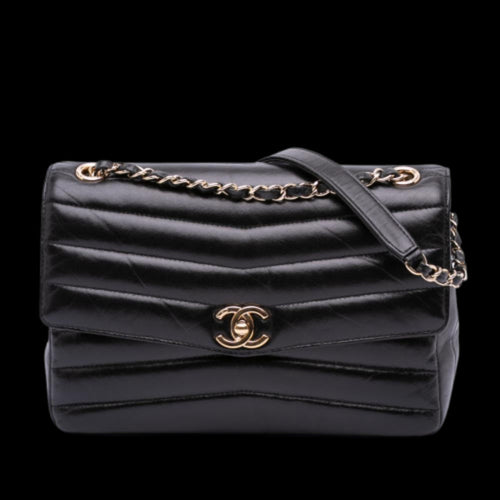 Black Leather Chanel Flap Bag