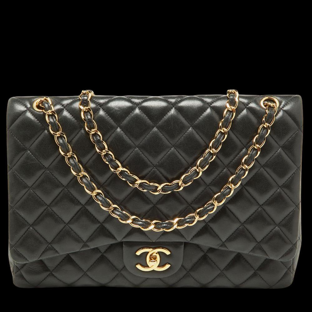 Black Leather Chanel Flap Bag