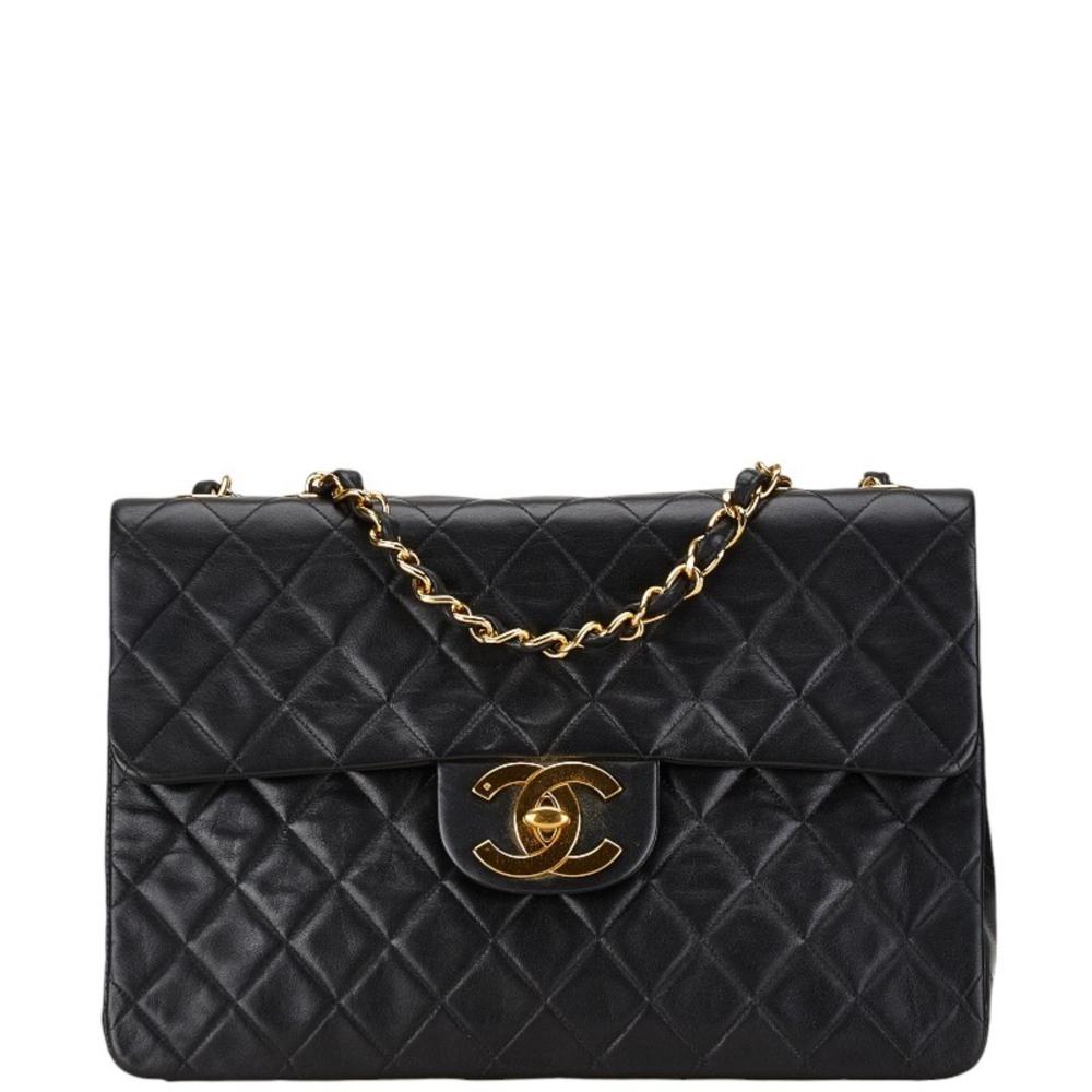 Black Leather Chanel Shoulder Bag