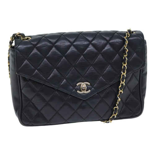 Black Leather Chanel Shoulder Bag