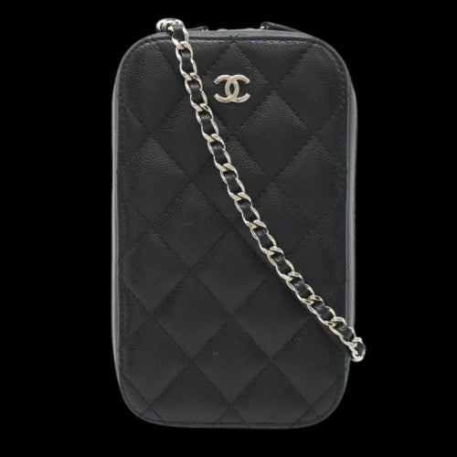 Black Leather Chanel Shoulder Bag
