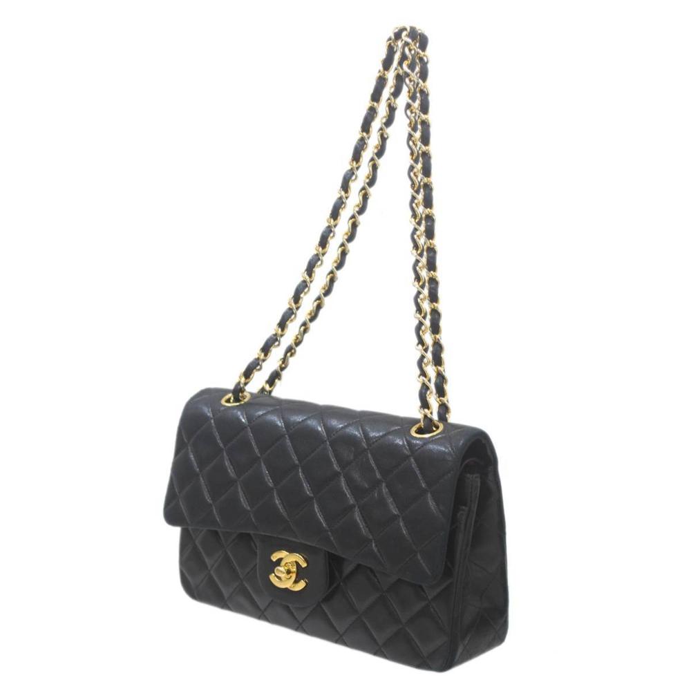 Black Leather Chanel Flap Bag