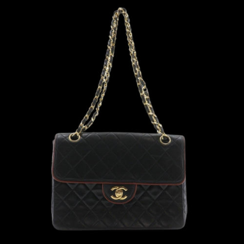 Black Leather Chanel Shoulder Bag