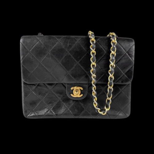 Black Leather Chanel Shoulder Bag