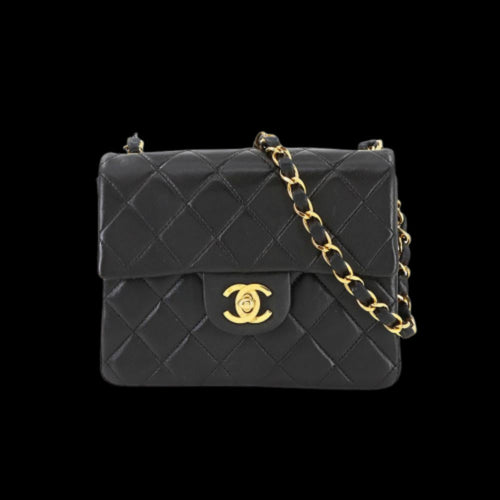 Black Leather Chanel Shoulder Bag