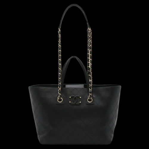 Black Leather Chanel Shoulder Bag