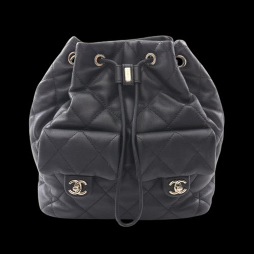 Black Leather Chanel Backpack