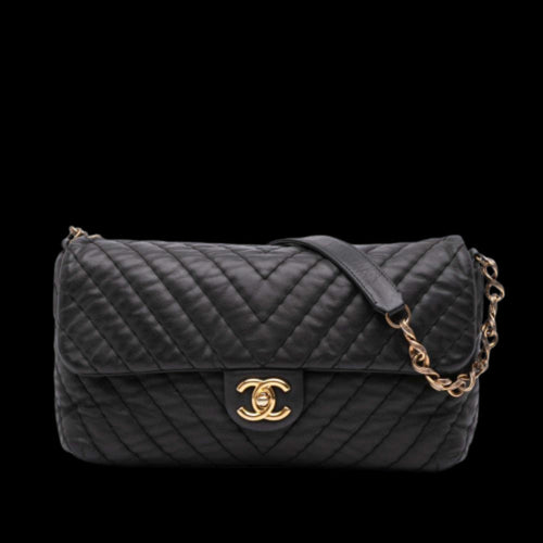 Black Leather Chanel Flap Bag