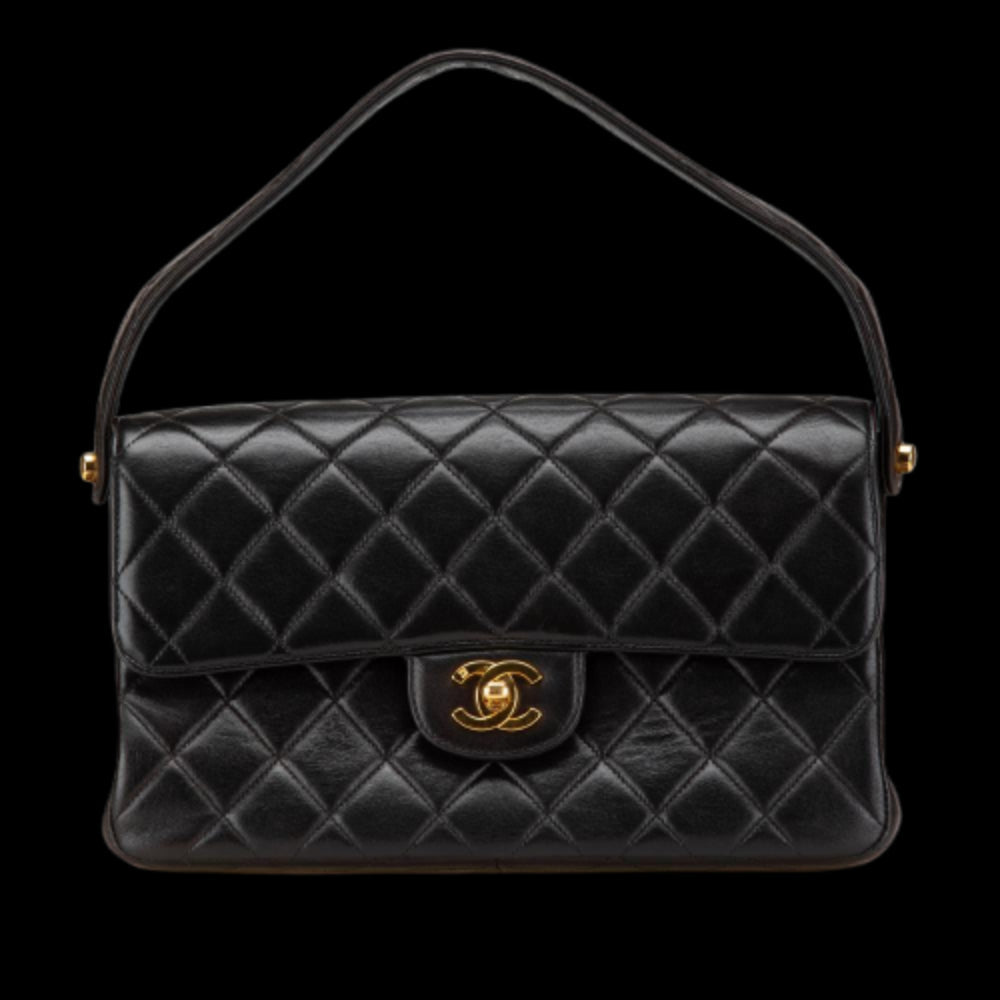 Black Leather Chanel Flap Bag