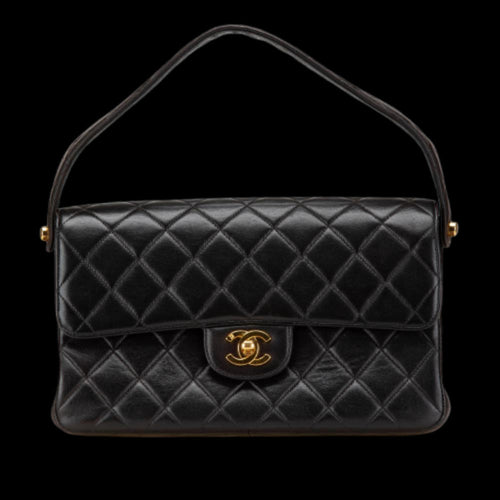 Black Leather Chanel Flap Bag