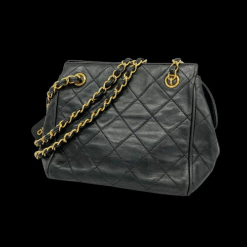 Black Leather Chanel Shoulder Bag