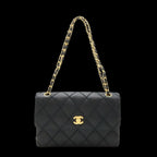 Black Leather Chanel Shoulder Bag