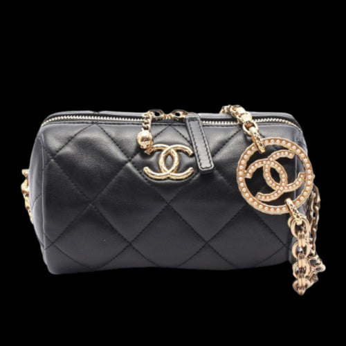 Black Leather Chanel Crossbody Bag
