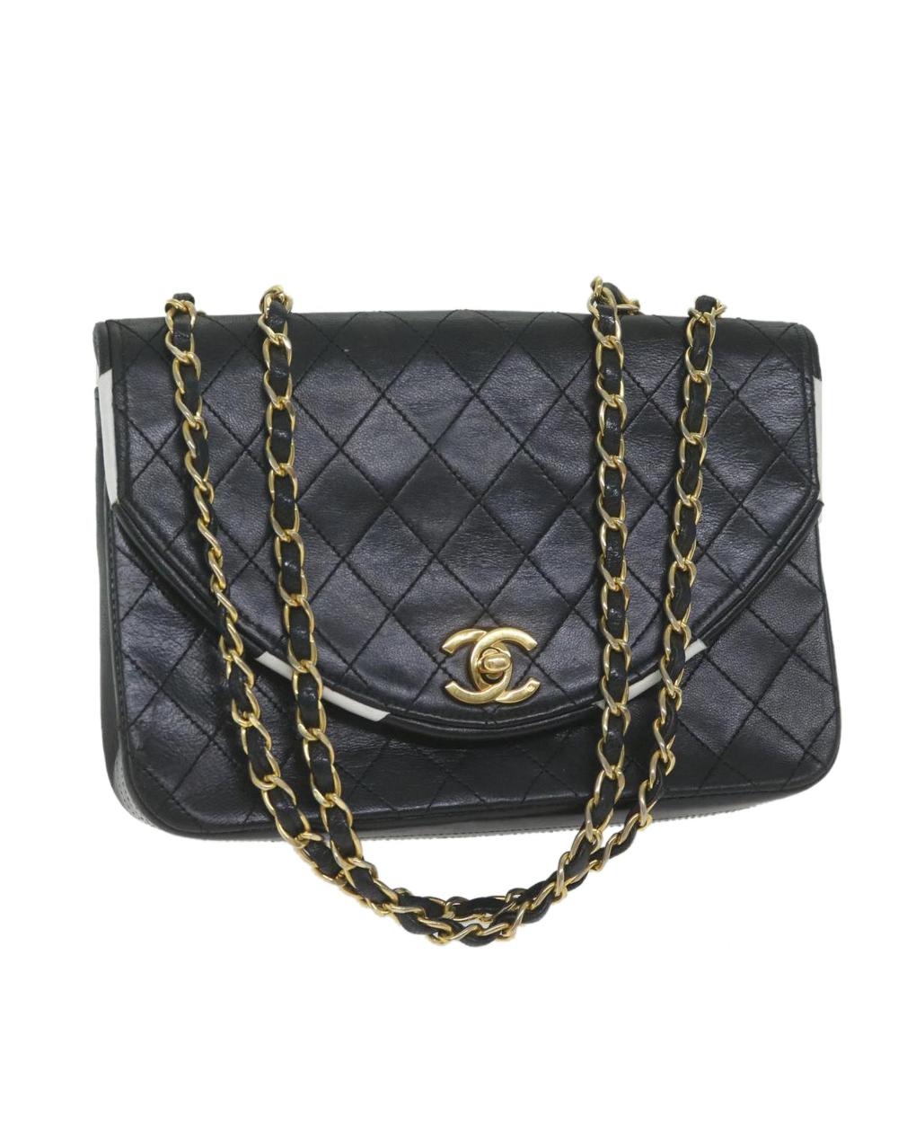 Black Leather Chanel Shoulder Bag