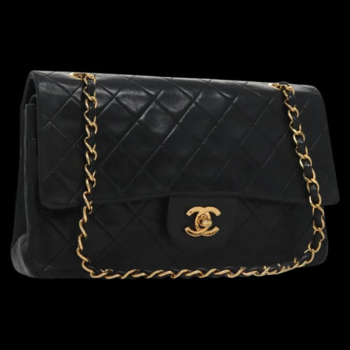 Black Leather Chanel Flap Bag
